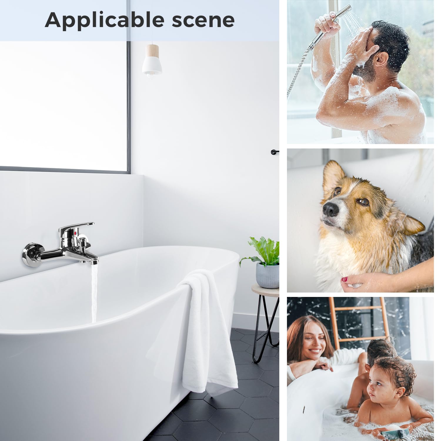 Rubinetto Vasca Monocomando da Bagno Miscelatore Vasca da Bagno Rubinetto per Vasca da Bagno Miscelatore Doccia per Bagno Rubinetto Miscelatore Vasca Esterno Miscelatore Doccia (Rotonda Cromato)
