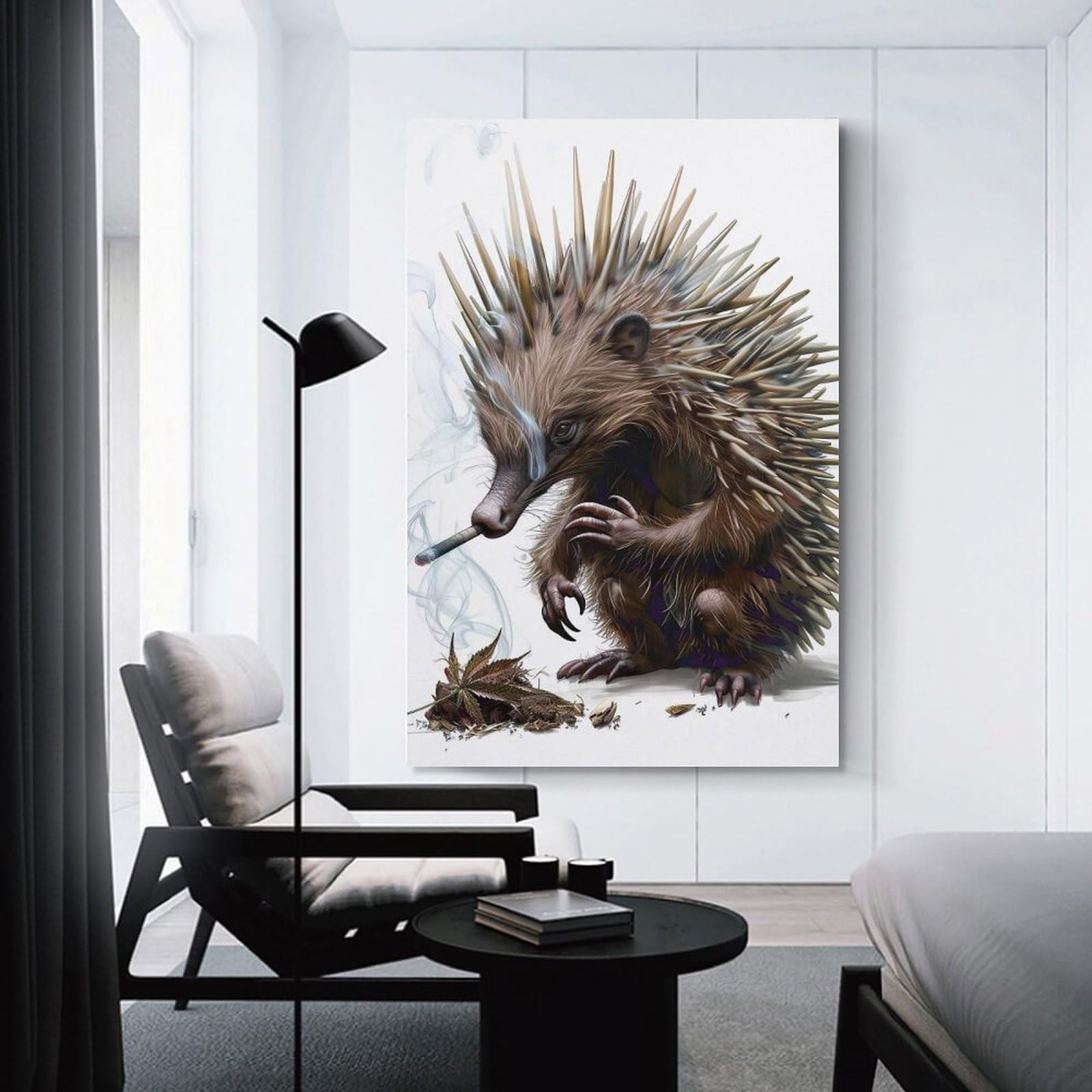 Junmoney Echidna Smoking Decorative Canvas Print 20x30inch(50x75cm), for Flats, Guest Rooms Or Compact Rooms, Home Artwork for Modern Interiors