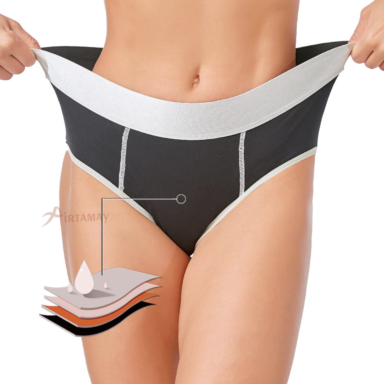 Shorties Femmes 2/4 pièces sous-vêtements physiologiques à quatre couches haute absorption dossier inférieur période menstruelle étanche pantalons physiologiques lavables sans serviette hygiénique