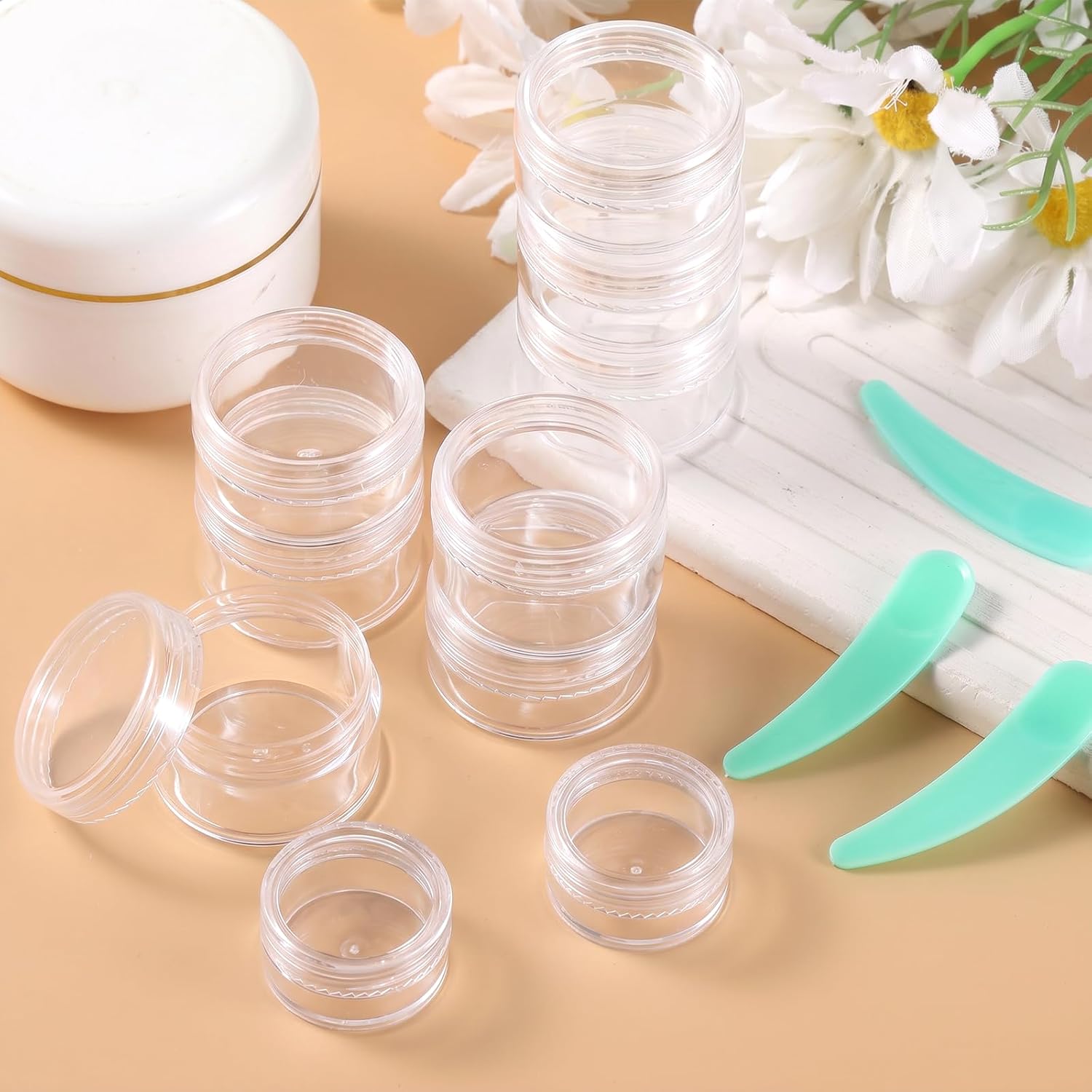 Travel Cosmetic Containers for Creams Clear Tiny Makeup Container with Lids