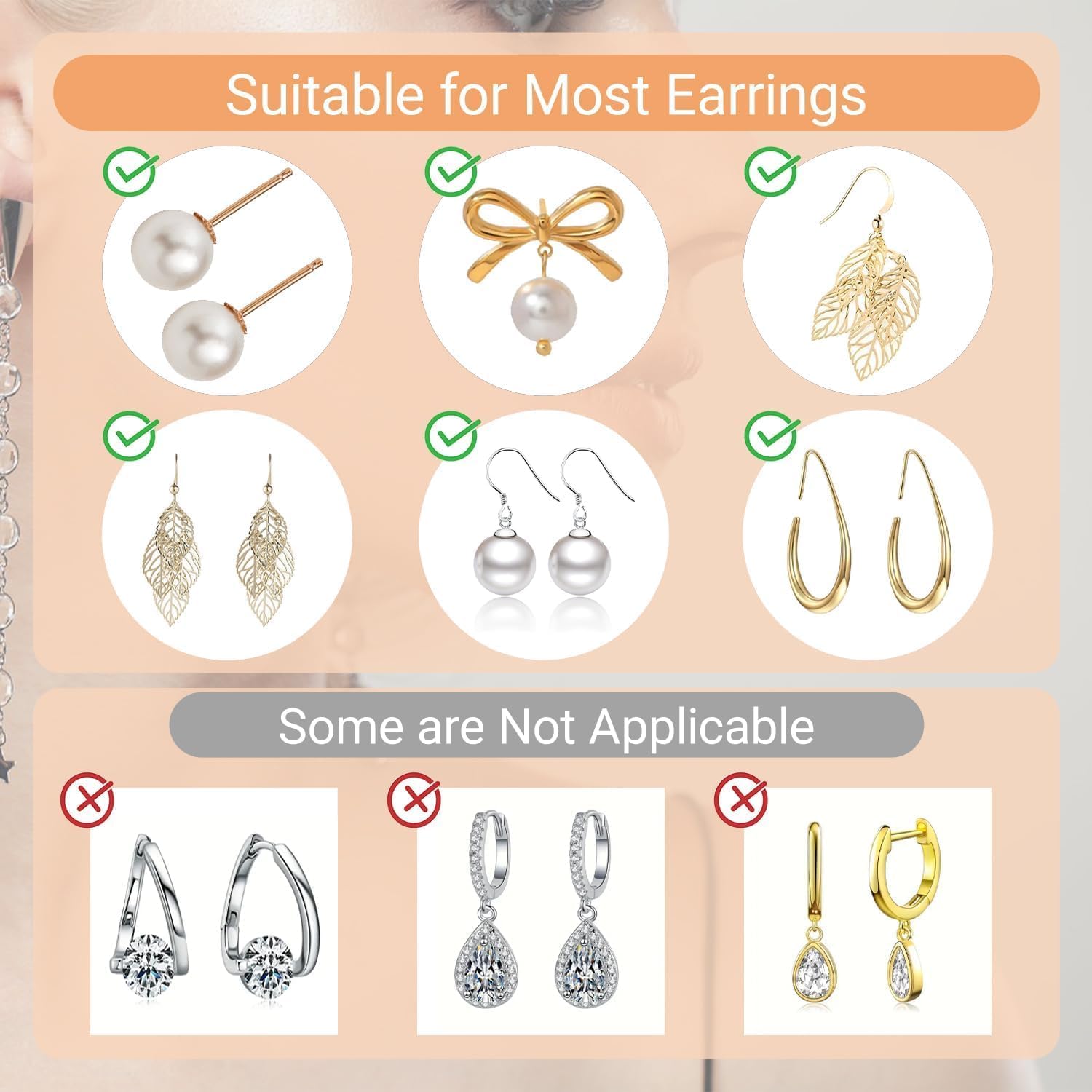 Earring Backs,18K Gold Silicone Earring Backs Replacements,6 Pcs Hypoallergenice Silicone Earring Backs for Studs/Droopy Ears(Silver)