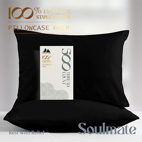 Miniatura 4 de Mayfair Linen Juego de fundas de almohada de 500 hilos 100 % algodón tamaño King, enfriamiento natural puro, calidad como algodón egipcio, tejido de