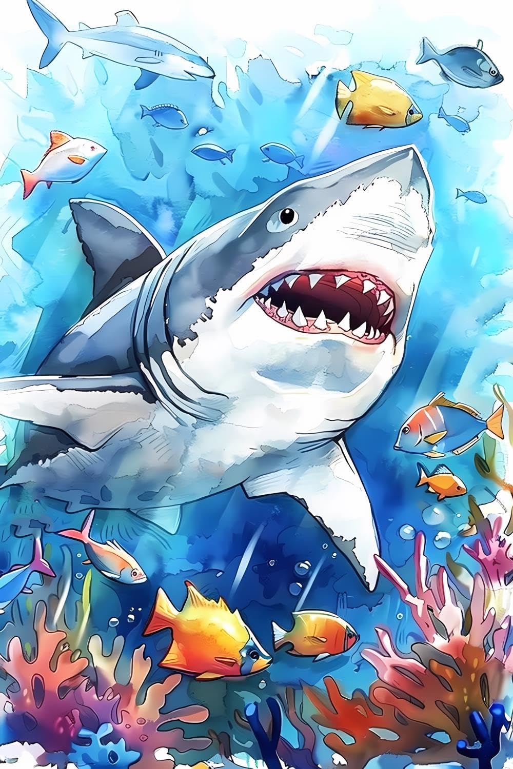 GUAIEUW Diamond Painting Kits The Majestic Shark Diamond Painting Adults Full Drill Diamond Paintings Kit Crafts Shark Diamond Painting Packs Art Home Wall Decor 12x18 inch
