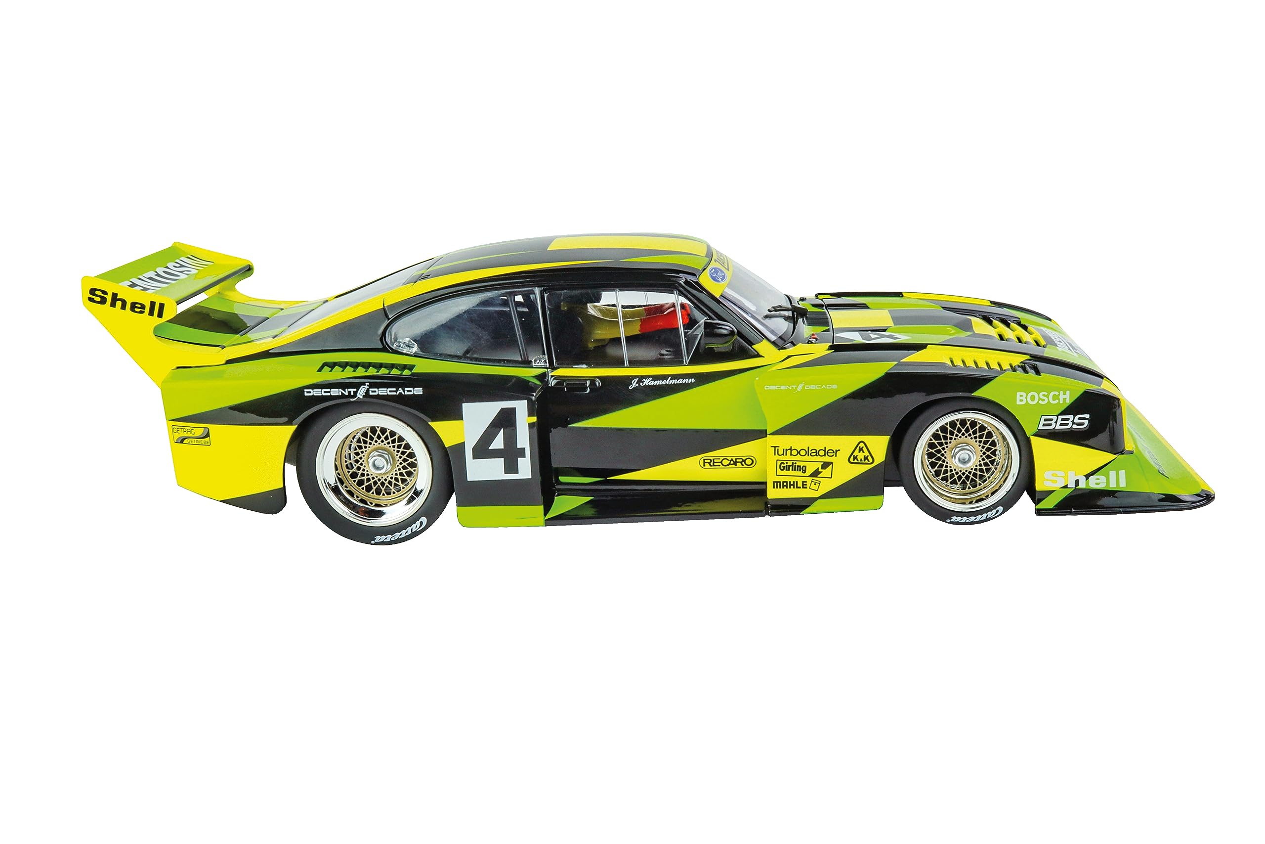 Carrera DIGITAL 124 Ford Capri Zakspeed Turbo Jürgen Hamelmann-Team No. 4 Slotcar Rennbahn I Original Ford Lizenz Maßstab 1:24 I Geeignet für Rennsportfans ab 10 Jahren