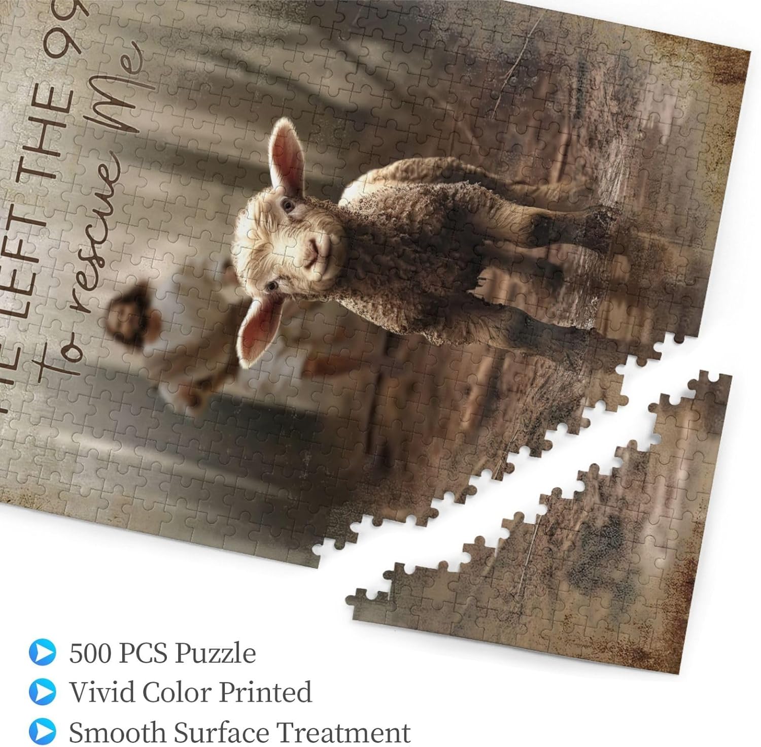 Christian Jesus and Lamb Puzzles for Adults 500 Pieces Jesus Running After Lost Lamb Jigsaw Puzzles Religious Wooden Puzzle Family Activity Puzzle for Easter Christmas