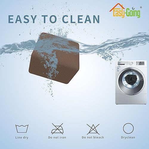 Vista 596 de Easy-Going - Funda elástica para taburete otomano, funda protectora para muebles, funda rectangular con parte inferior elástica Beige