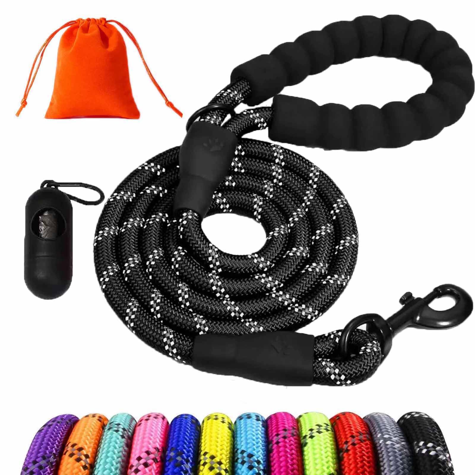 Training Lead for Dogs 1.5M 3M 5M 10M 15M 20M 25M 30M Reflective Long Rope Lead with Soft Padded Handle for Small Medium Large Dogs (Black, 25M)
