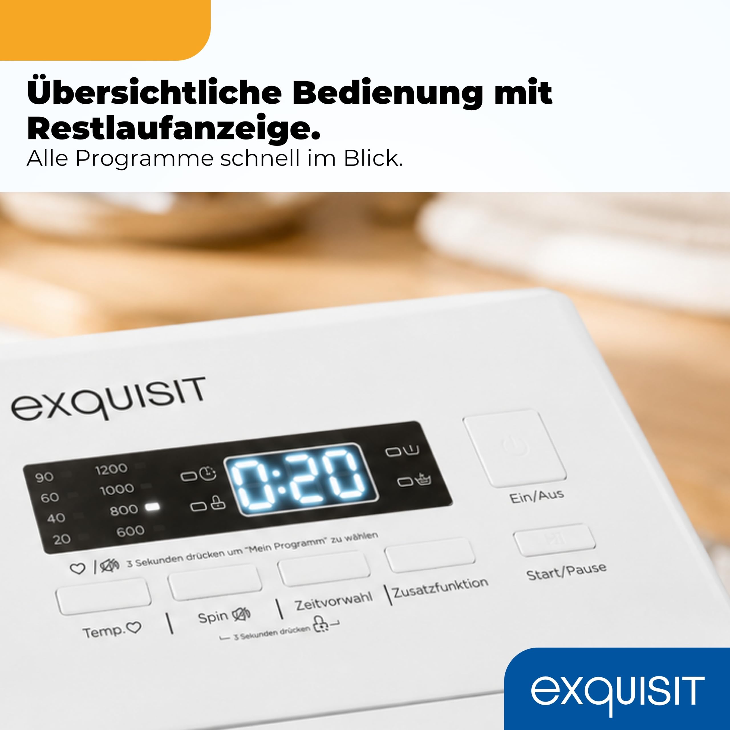 Exquisit Toplader Waschmaschine 7,5kg A 1200 U/Min Weiß 15 Programme Aquastop Startverzögerung