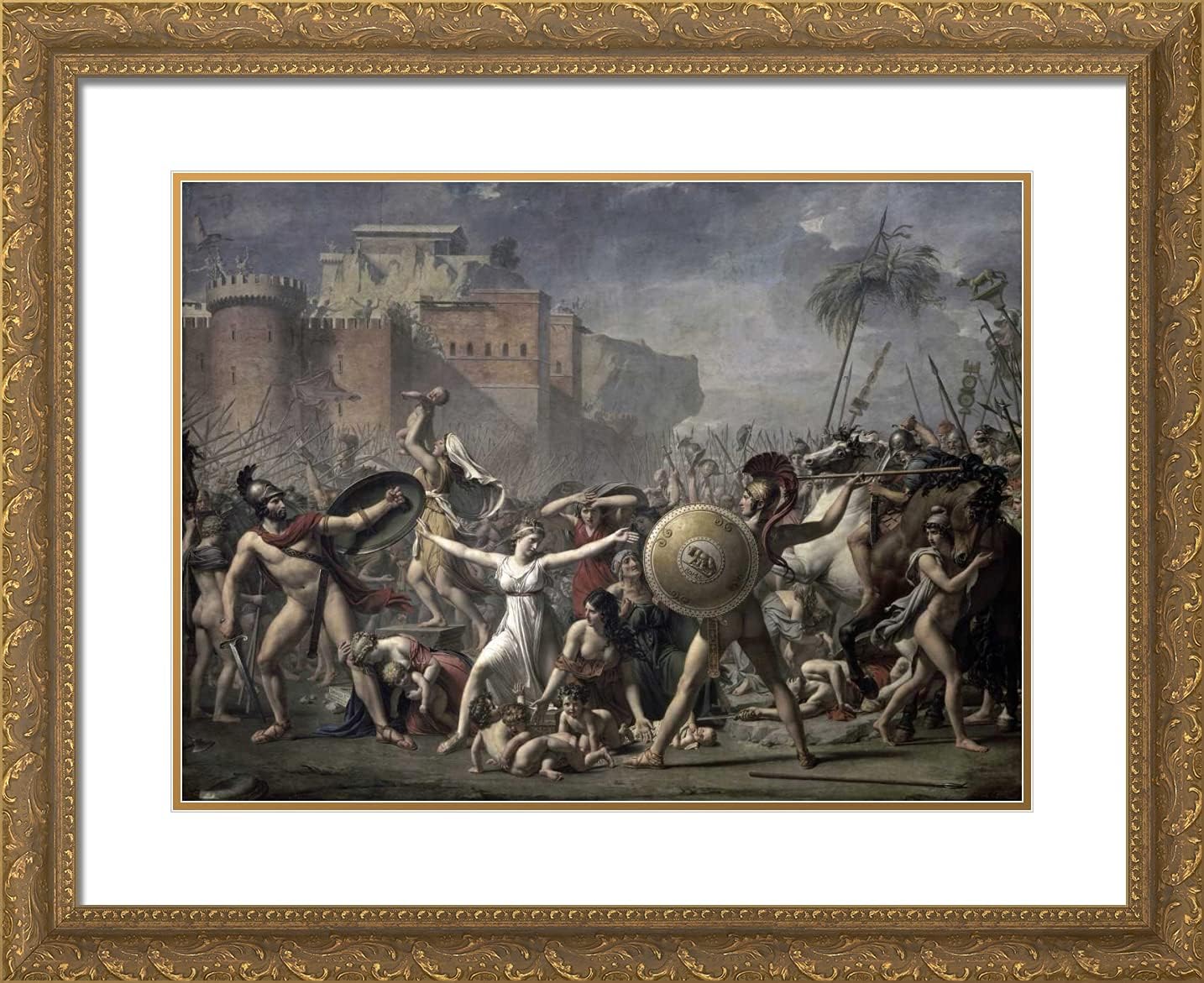 ArtDirect David, Jacques-Louis 24x20 Gold Ornate Framed Art Print with Double Matting Titled: The Battle of the Sabines