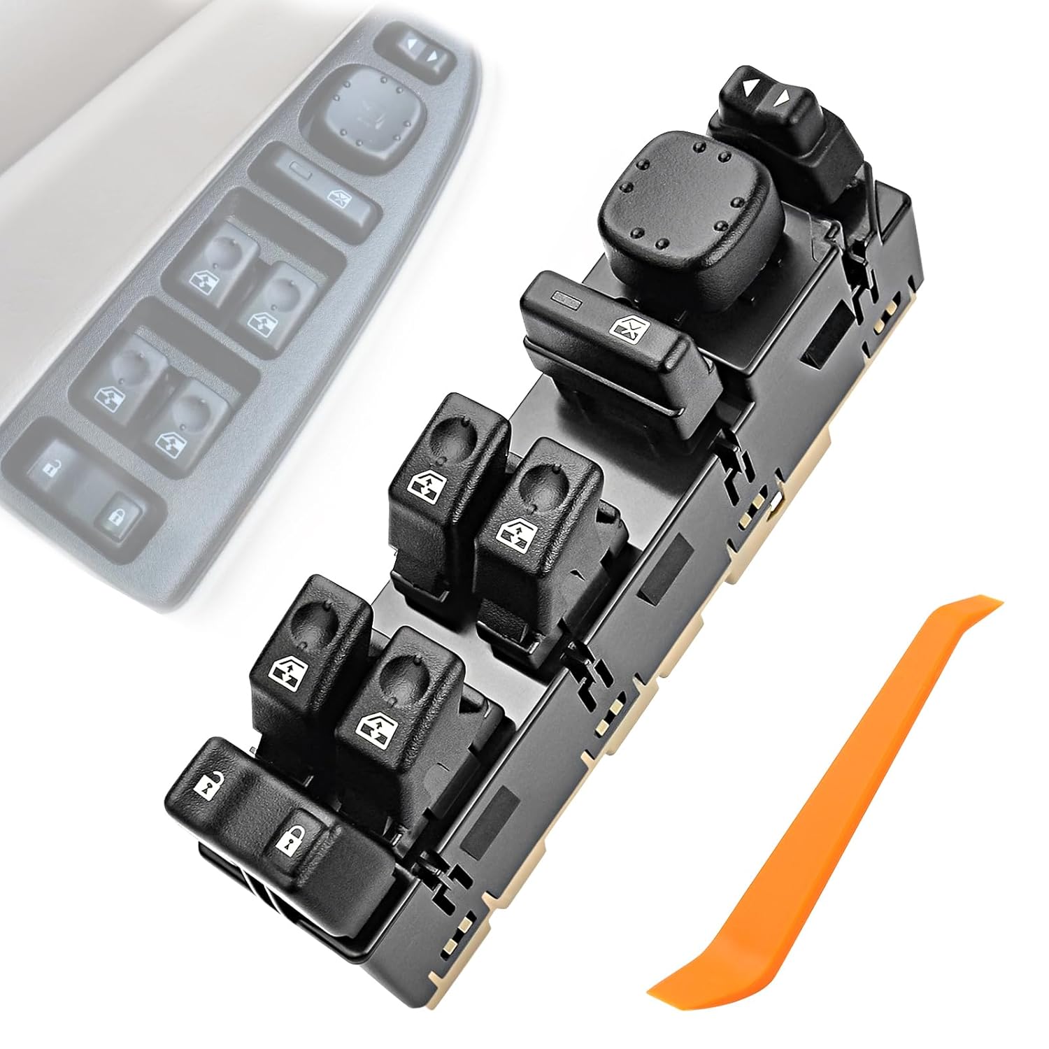 TOP-MAX Power Window Control Switch Compatible with 2003-2007 Chevy Silverado Tahoe, GMC Sierra Yukon Suburban Avalanche Cadillac Escalade Front Driver Side Master Switch Replacement with Bezel