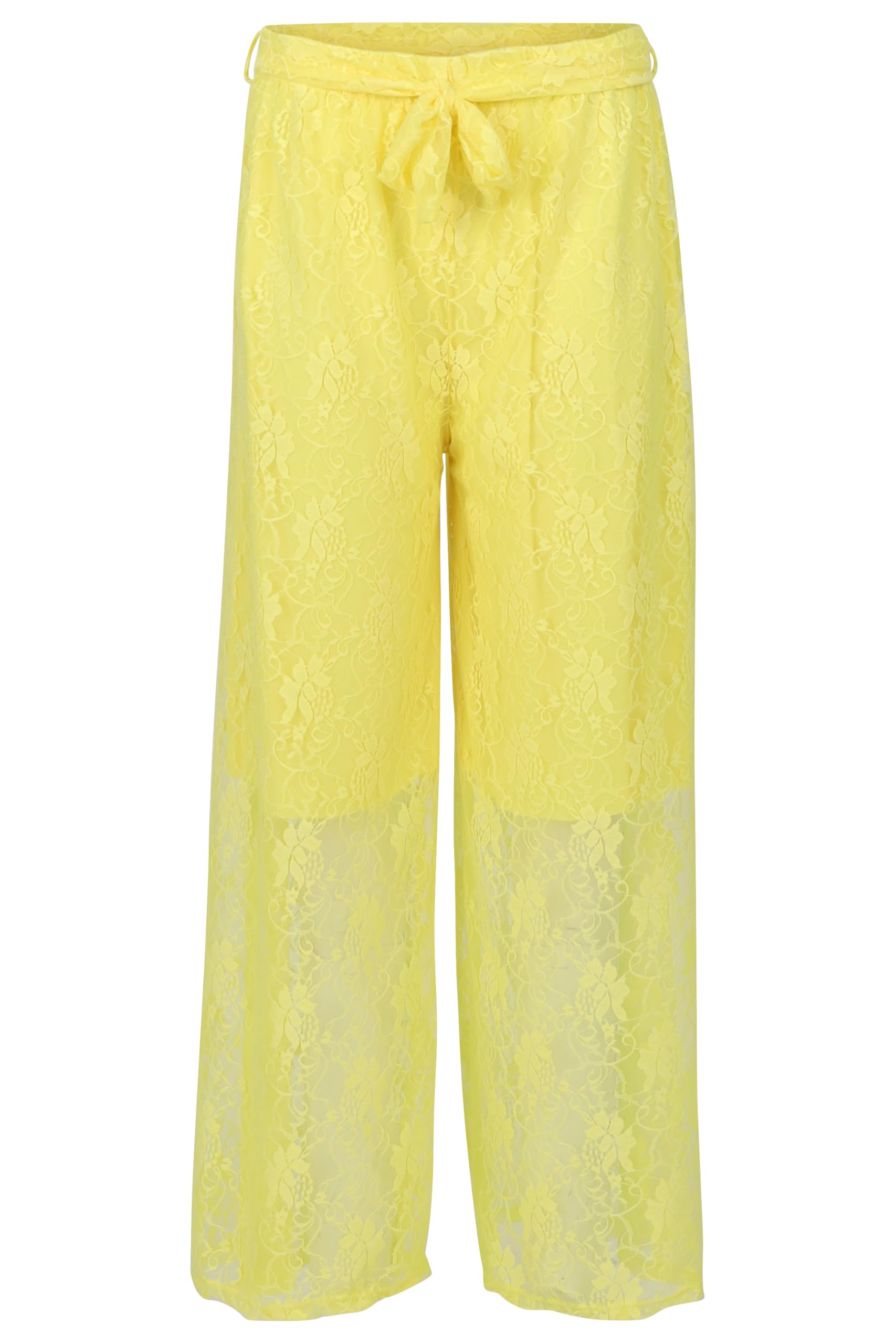 Pantalon doux et fluide en dentelle stretch coupe ample taille unique