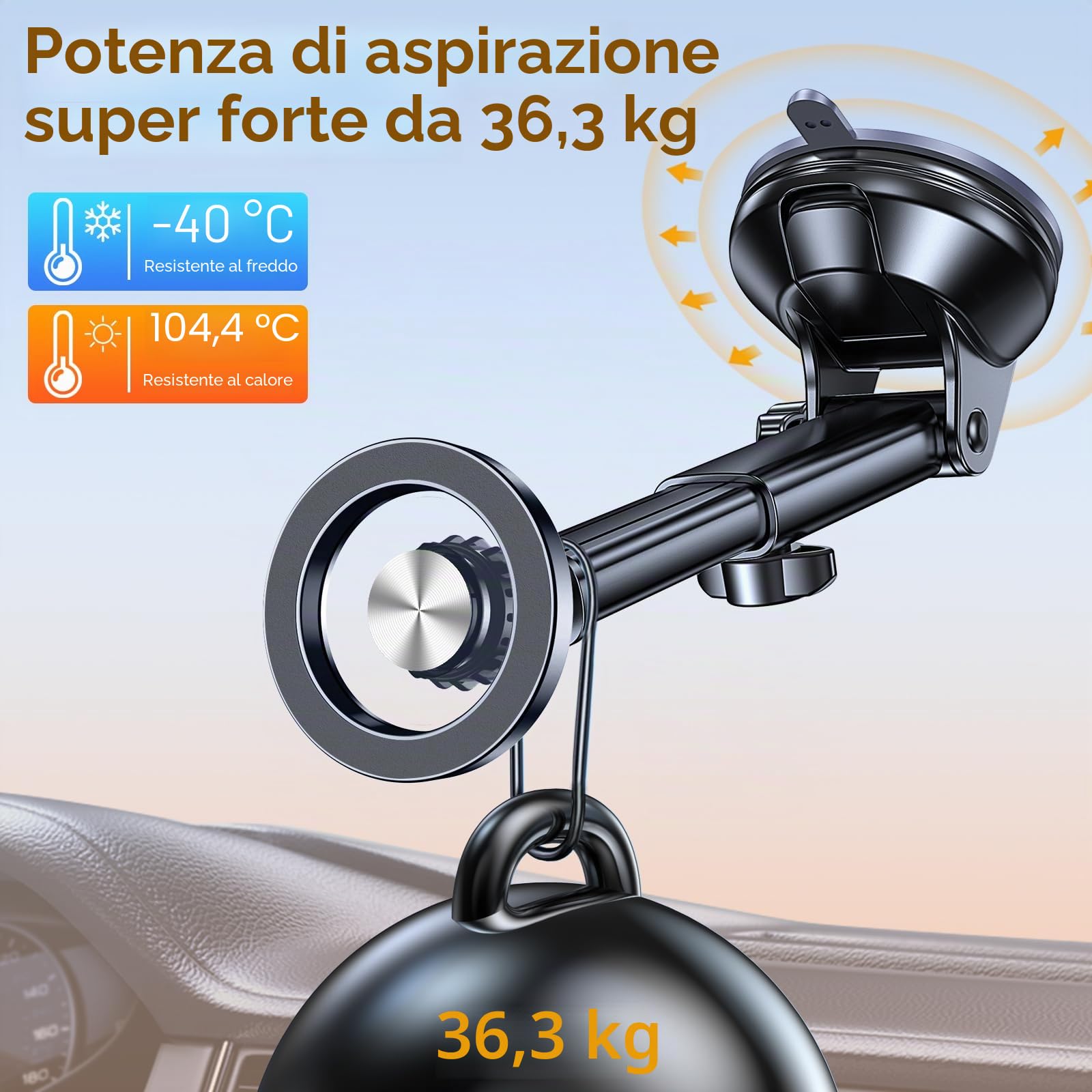 Porta Cellulare Auto Magsafe,Supporto Magnetico Cellulare Auto Ventosa【2025 Ventose Aggiornate】Portacellulare auto Universale Portatelefono da Automobile per iPhone 17 Pro16 15 14 13,Tutti Smartphone