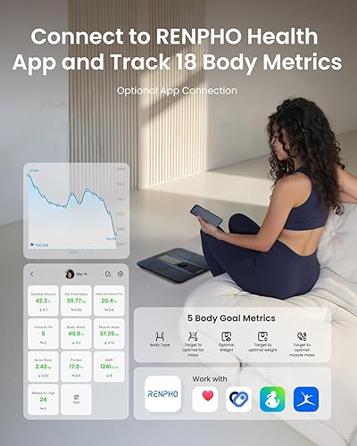 Miniatura 7 de RENPHO Báscula inteligente para peso corporal, báscula de grasa corporal para IMC, grasa corporal, masa muscular, báscula de baño de alta precisión