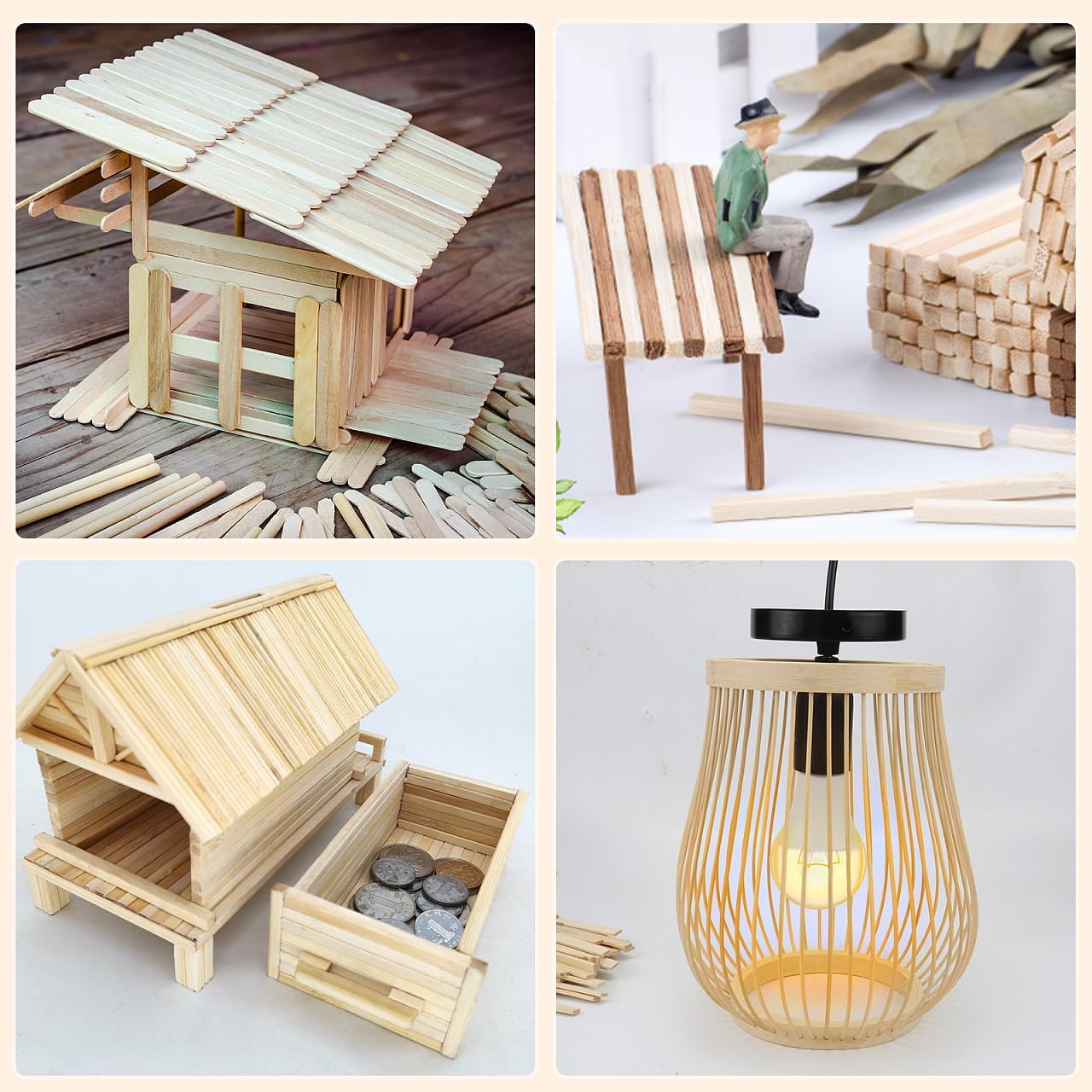 100 Pcs Bamboo Craft for Sticks, Strong Natural Wooden Craft Sticks, Can be Curved Bamboo Strips Extra Long Sticks, Wood Strips for Craft Projects, DIY Handmade Craft