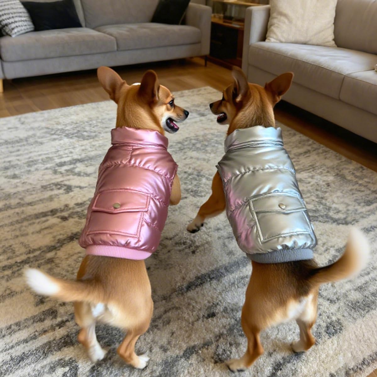 Reflective Winter Dog Coat, Waterproof Cold Weather Jacket with Pocket for Small Medium Large Dogs (Gray, Medium)