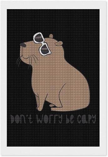 Don't Worry Cute Capybara Square Full Drill Diamond Wall Art Kits for Adults Crystal Picture Home Decor