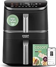 COSORI Turbo Tower Pro Smart Airfryer, 10,8L Keramikbeschichtung Heißluftfritteuse, DualBlaze-Technologie und WLAN-Steuerung, Silbergrau, Grau Silber