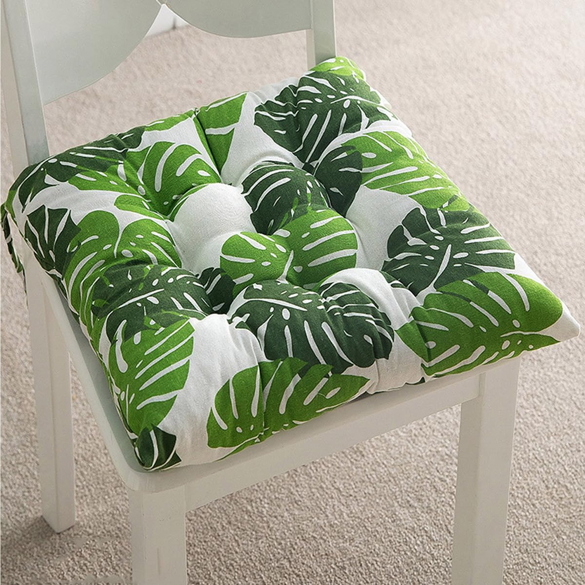 Confezione da 2/4 cuscini per sedia, 40/45 cm, cuscino per sedia da pranzo con cravatte, morbidi cuscini per sedia per giardino, ufficio, casa (4 pezzi, 40 x 40 cm, F