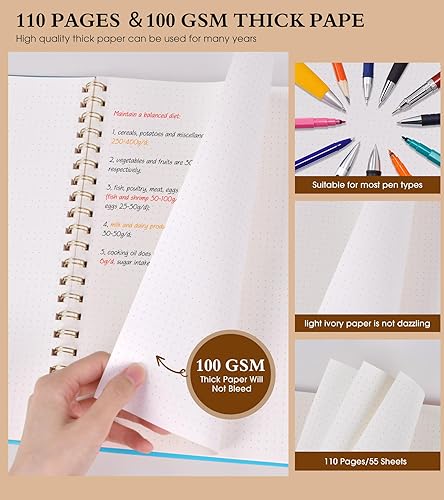 Miniatura 4 de Cuaderno de puntos, cuaderno en espiral de 8.5 x 11 pulgadas, cuadernos A4 de cuadrícula de puntos grandes para mujeres y hombres, papel punteado de