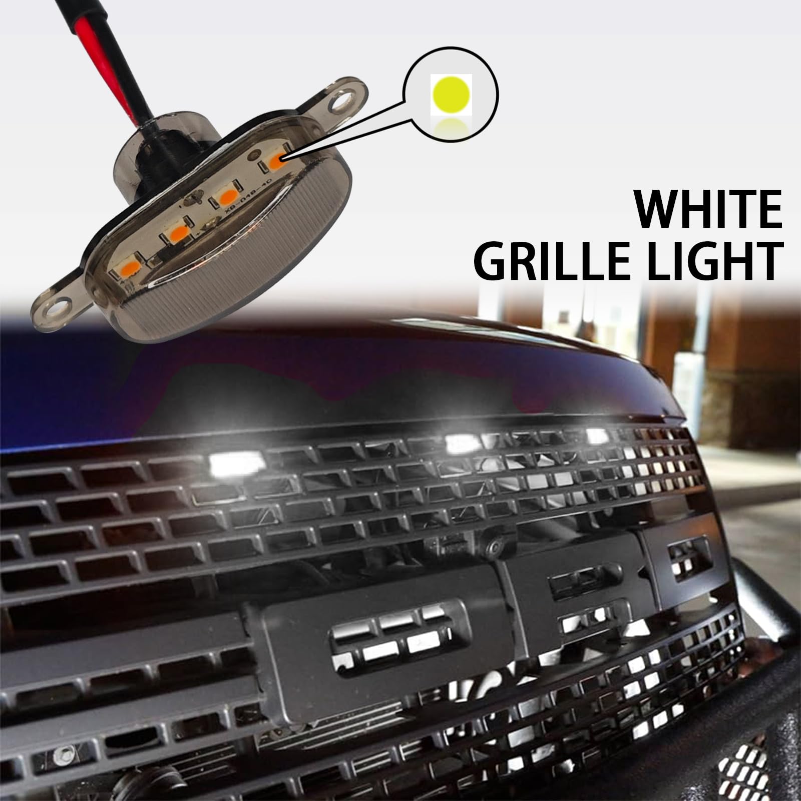 Lights Kühlergrill Scheinwerfer kompatibel mit Ram 1500 2004-2019 Ersatz-Kühlergrill für Ram 1500 2004-2019, bernsteinfarbene LED-Standlichter, mit Gurt und Sicherung, 3 Stück