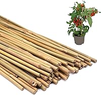 POLIUMB 50 Pack 16 Inch Natural Bamboo Garden Stakes for Tomatoes, Flowers, Climbing Plants - Eco-Friendly Plant Supports