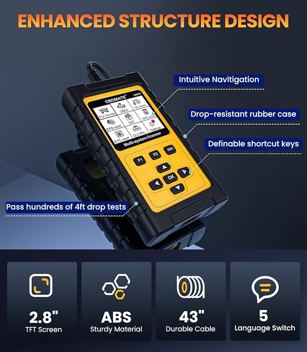 OBD2 Scanner for Honda Acura, OBDMATE OM707 Full Systems Diagnostic Tool with 15 Reset Services Auto VIN, Battery Test, One-Key I/M Readiness, No Subscriptions Lifetime Update by OBDMATE - Used condition - Image 9