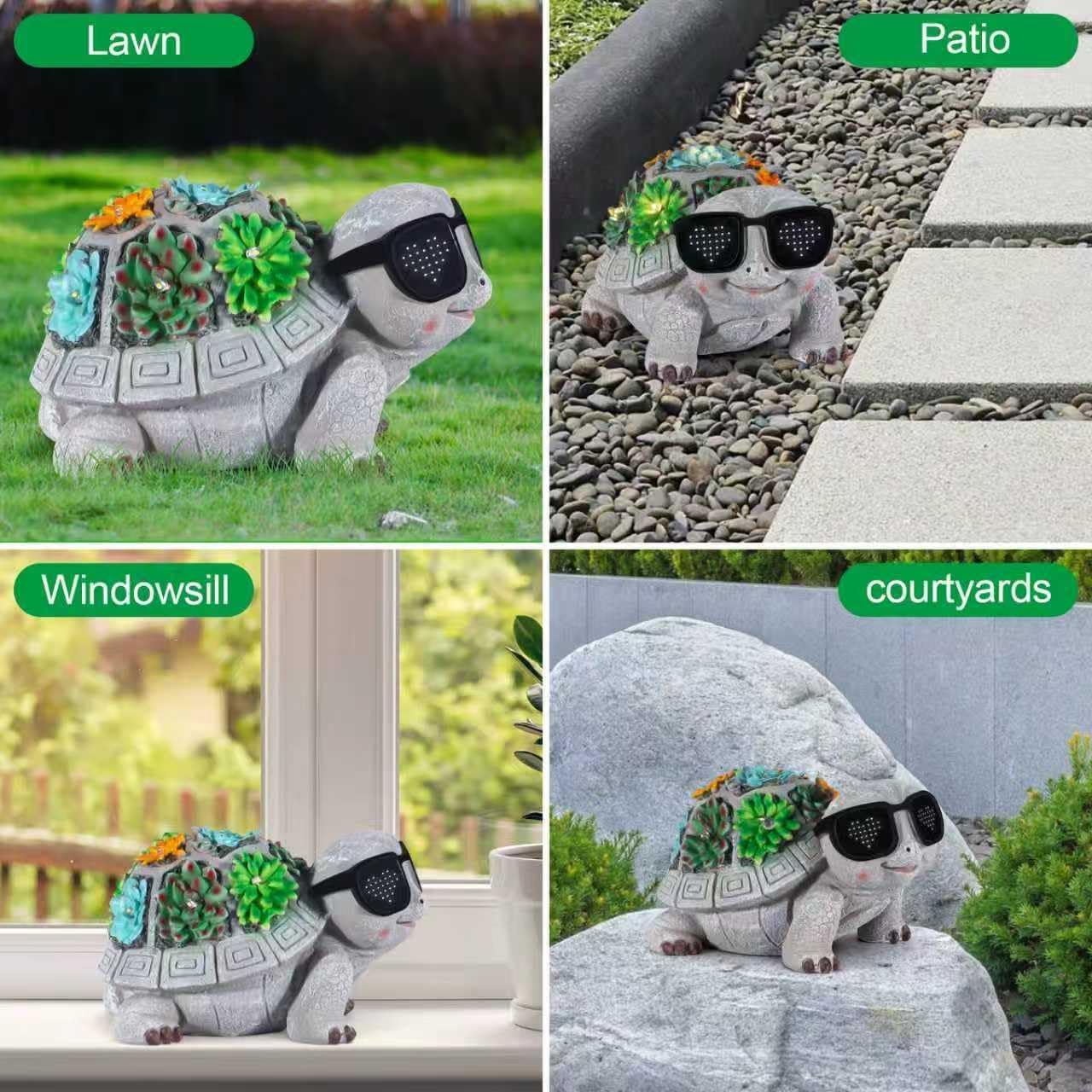 Solar Garden Statues Turtle with Succulent and LED Lights Birthday Gifts for Women Mom Grandma Solar Outdoor Decor for Patio Backyard Yard Lawn Decoration