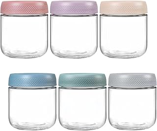 Eidoct 6-Pack 12 oz Glass Jar with Screw Lid Leakproof Overnight Oats Container, Yogurt Jars, Oatmeal Salad Jars, for Cere...