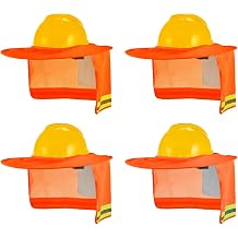 4 Pack Sun Shade Full Brim, Helmet Visor Mesh Neck Sun Shield with Reflective Strips Neck Sunshade Cover, Accessories Orange