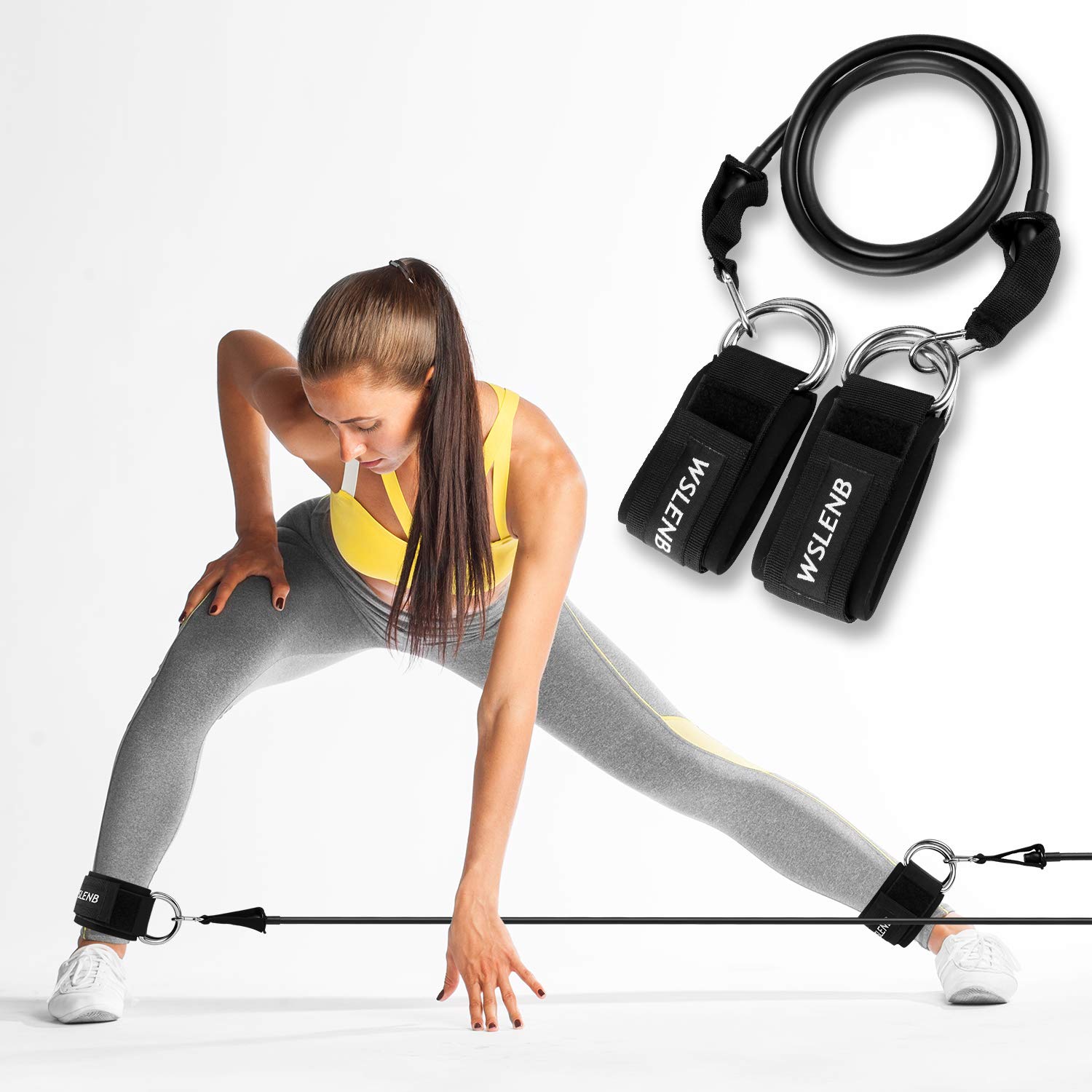 8-teiliges Widerstandsbänder-Set, Trainingsbänder für Bein und Po, Stoff, rutschfest, Trainingsband mit 2 Beinen, Knöchelriemen, Türanker, Männer Frauen, Heim-Fitnessstudio, Yoga, Kniebeugen