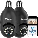Jennov 2K Light Bulb Security Camera Wireless, Indoor Light Socket Cameras for Home Security, Human Detection, 355°, Color Night Vision, 5G/2.4G WiFi, Screw in, Compatible with Alexa