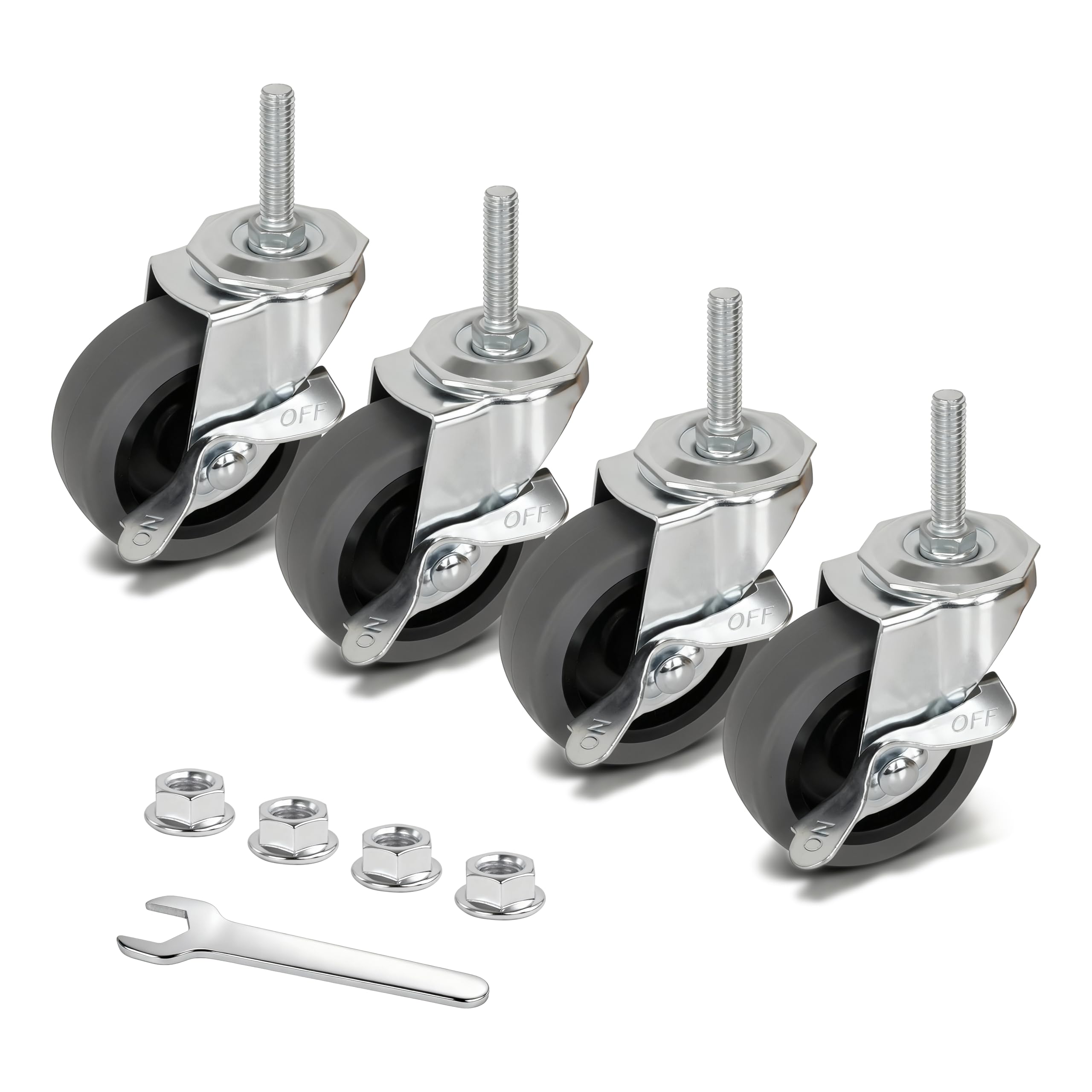 AAGUT Caster Wheels 4 Inch, TPR 1/2"-13 x 1-1/2" Threaded Stem Casters — Amazon image 8