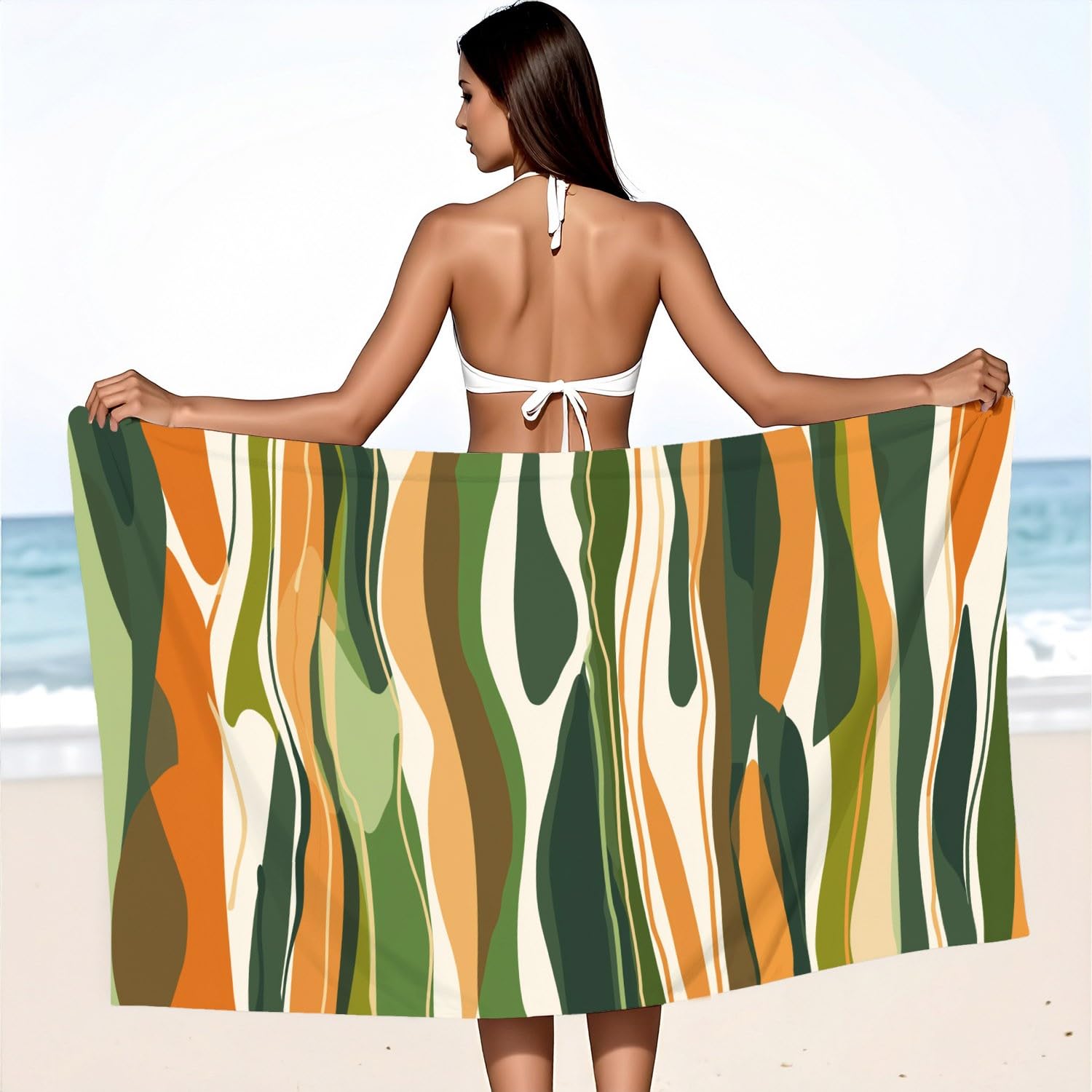 Générique Serviette de Plage Microfibre 230 x 210 CM,Drap de Plage Libre, Luxe, Frais, Couverture de Plage Absorbante,Couverture de Bain Plumes Bleues & Blanches, Animaux