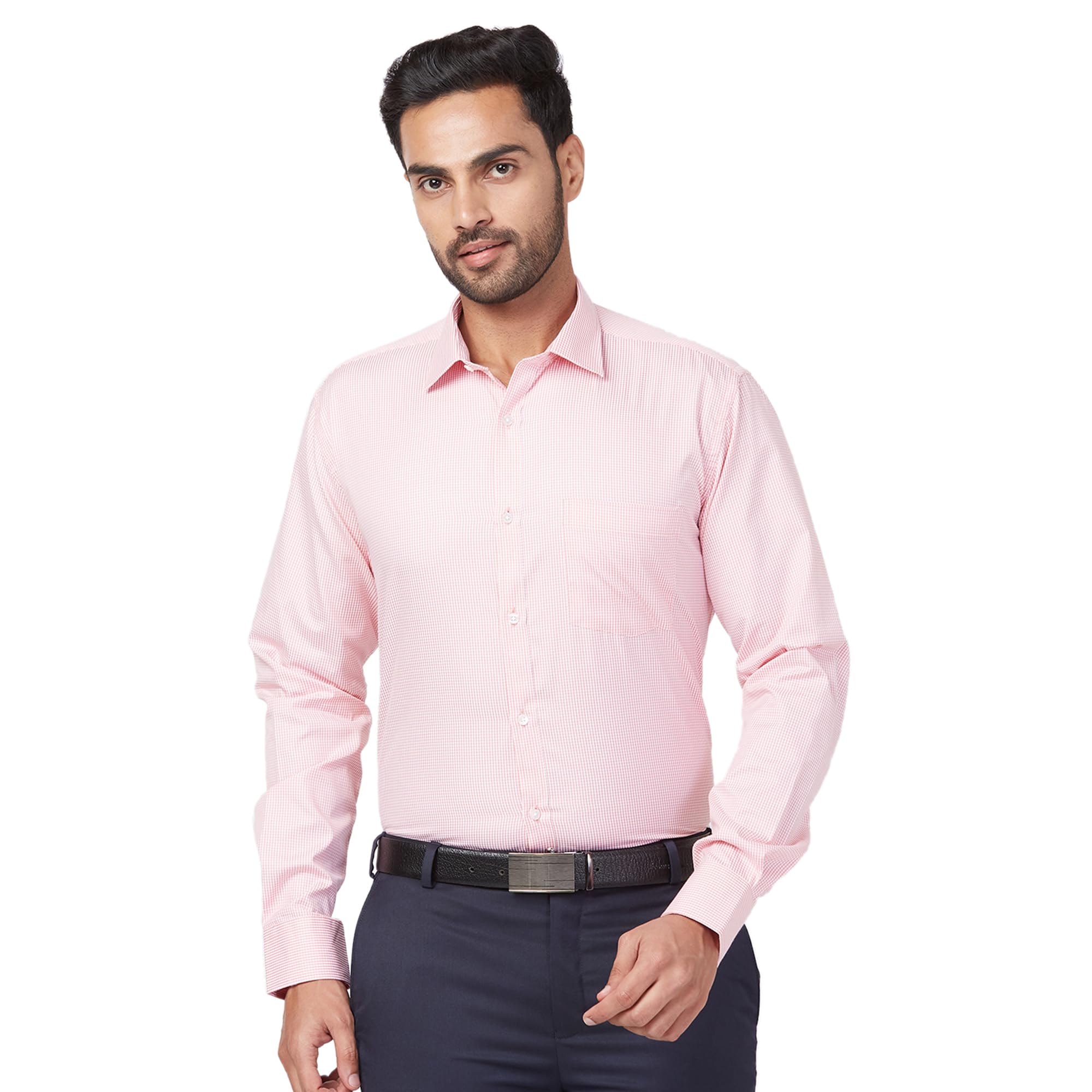 park avenue Men's Slim Fit Structure Pattern Cotton Blend Full Sleeve Semi Cut Away Collar Formal Shirt-picture-15