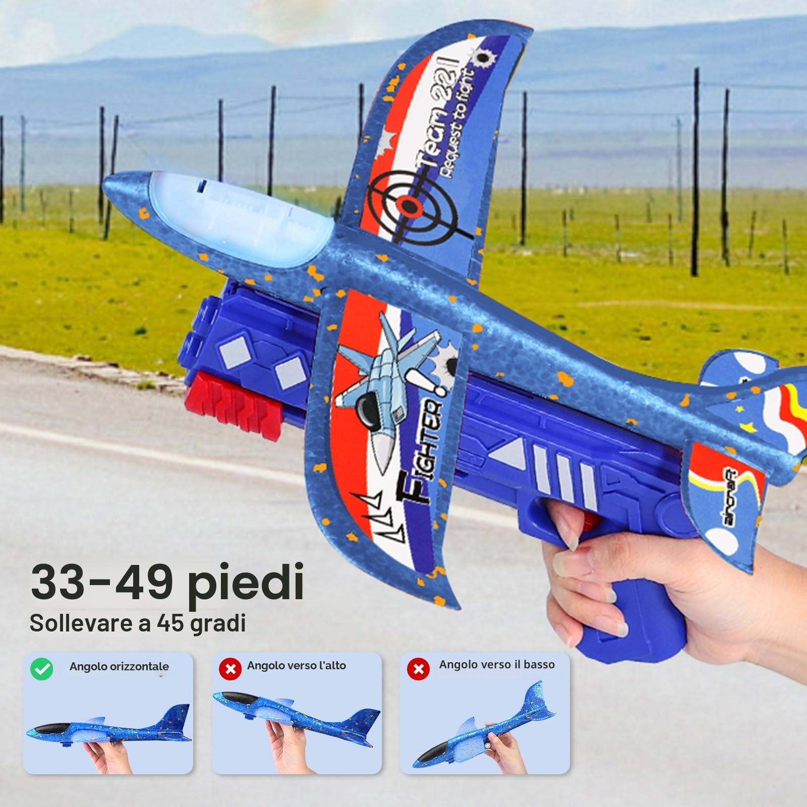 FAMKEEP Giocattoli Lanciatore Aereo,Aereo Giocattolo Aliante Aeroplano Schiuma per Bambini, Giochi Giardino Esterno All'aperto Interattivi Gioco Bimbi 3 4 5 6 7 8 9 10 Anni