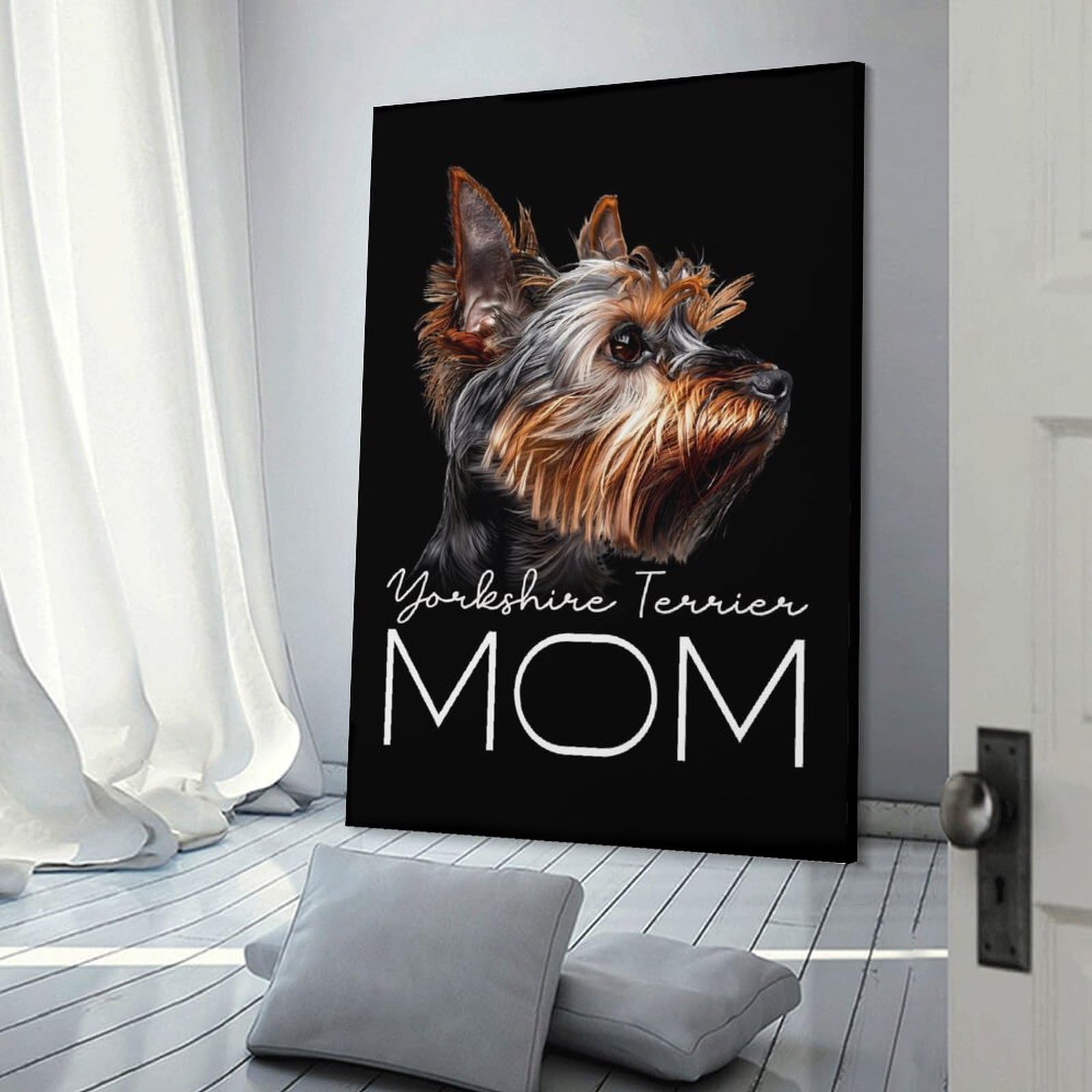 Junmoney Frame-Yorkshire Terrier Mom Yorkshire Terrier Mom Canvas Wall Art, 24X36inch(60X90cm), For Workspace Walls, Study Corners Or Bedrooms, An Interior Accent For Desk Areas