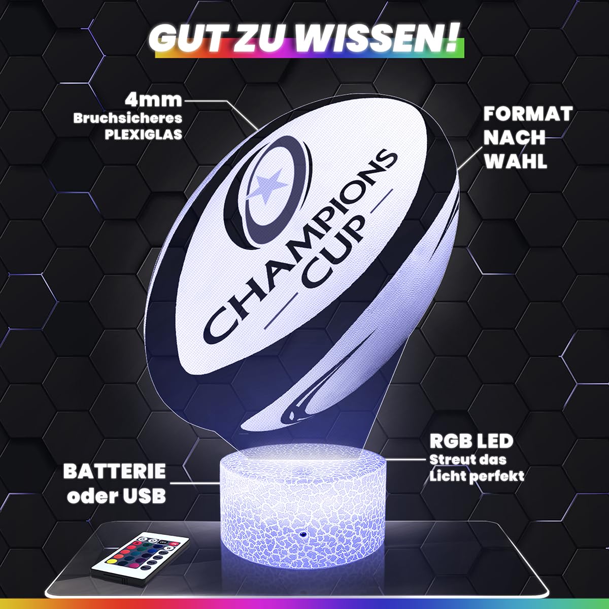 Lampephoto.fr Nachttischlampe Rugbyball deko Rugbyspieler. Geschenkidee Mann objekt Rugbyball Nachtlicht Erwachsene deko Zimmer. Weihnachten