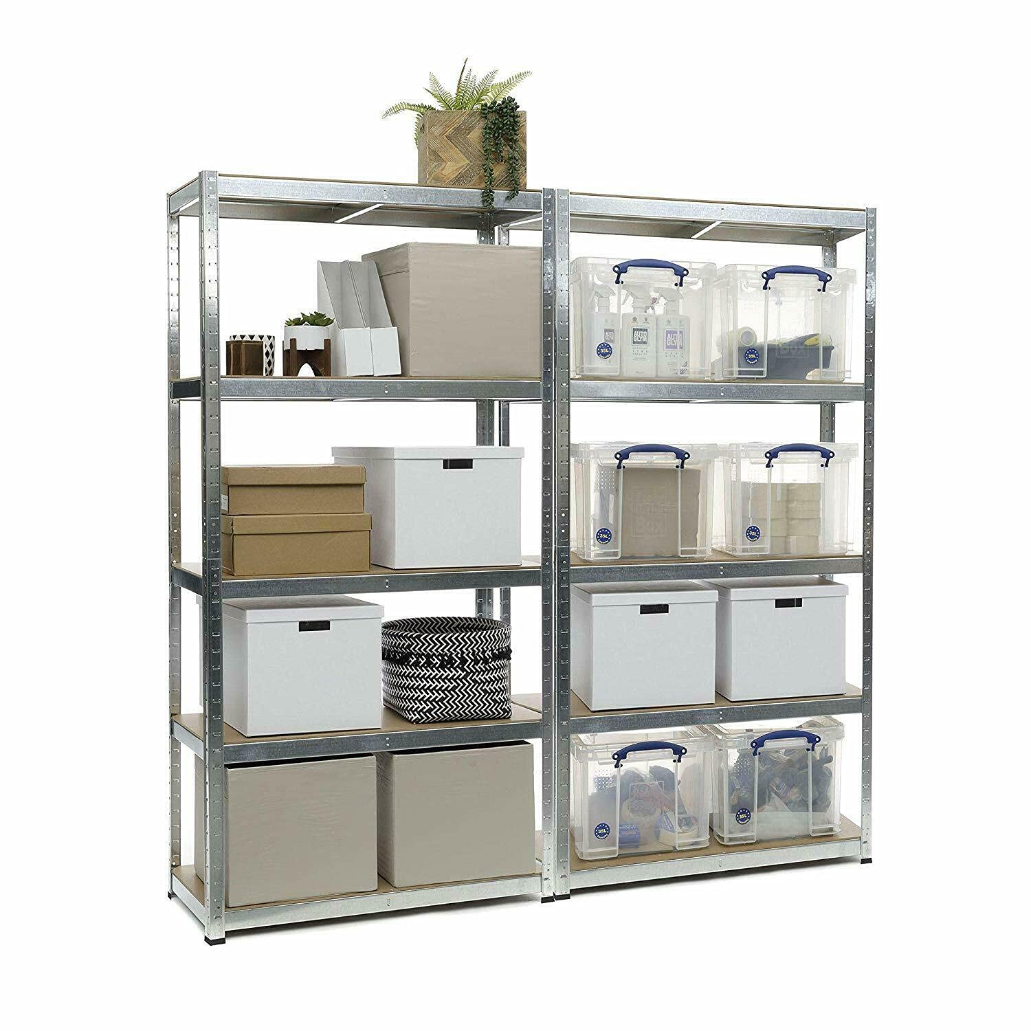 Scaffale per cantina, 200 x 100 x 50 cm, in metallo, con 5 ripiani, portata fino a 875 kg, per garage, officina, dispensa, zincato