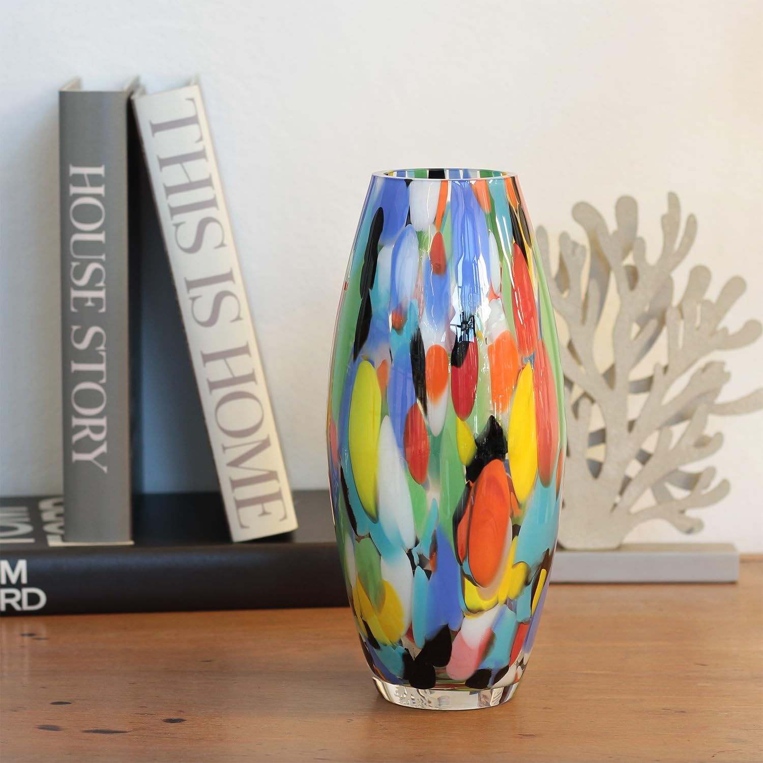 Ca D Oro Colored Glass Vase Confetti Effect Hand Blown Murano