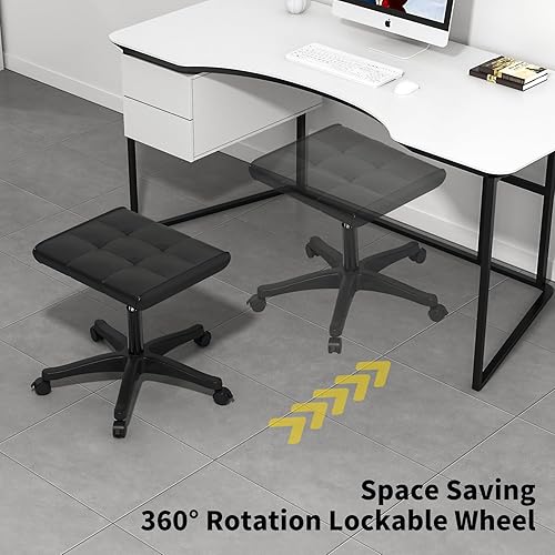 Miniatura 4 de alfd suoke Reposapiés móvil, taburete multiusos con ruedas bloqueables, reposapiés debajo del escritorio, silla rodante para oficina en casa,