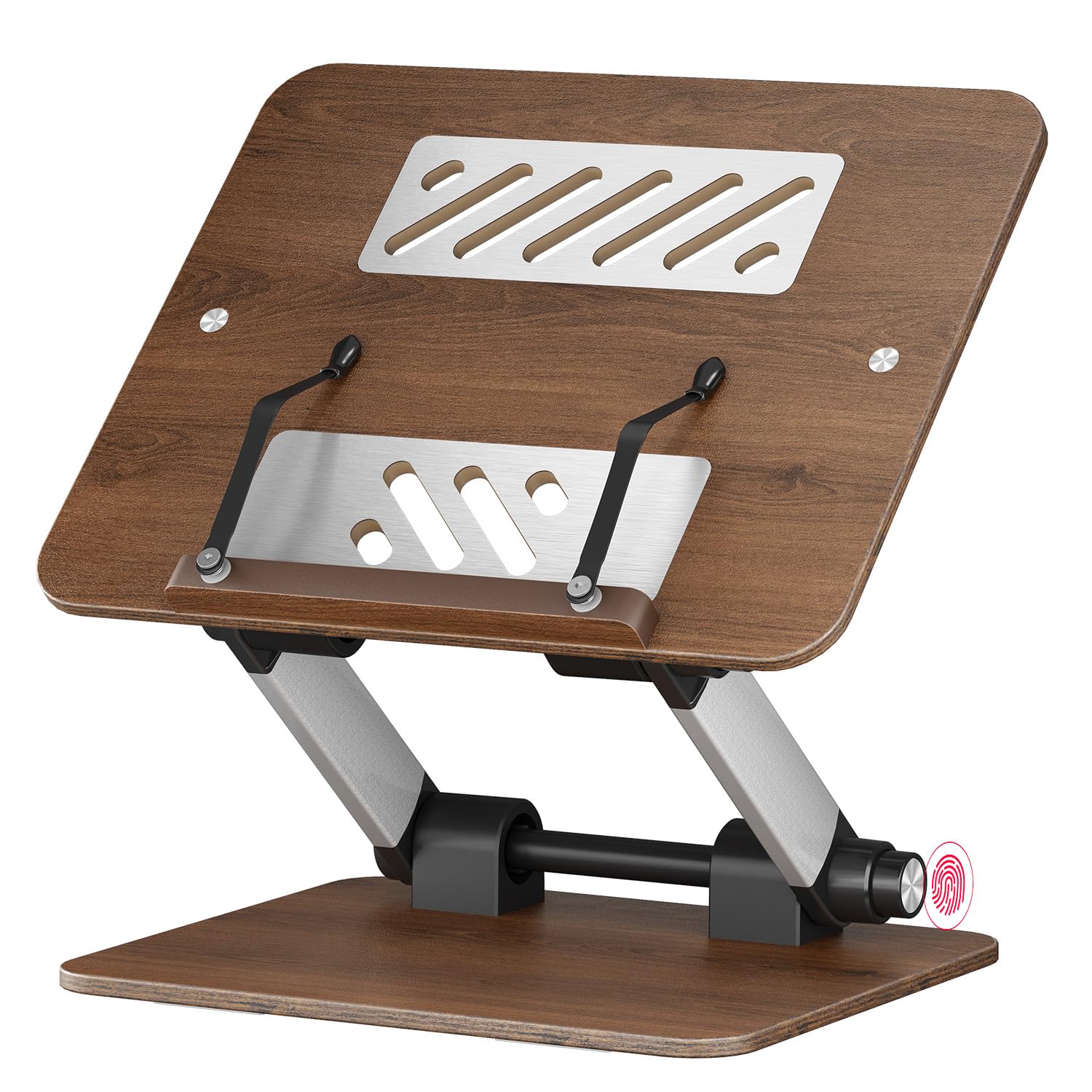 BEAUTRIP Book Stand for Reading, Foldable Book Holder for Desk Hands Free, Display Stand for Office, Kitchen, Cookbooks, Textbooks, Recipes, Tablets and Laptops (Upgraded Dark Wood Silver)