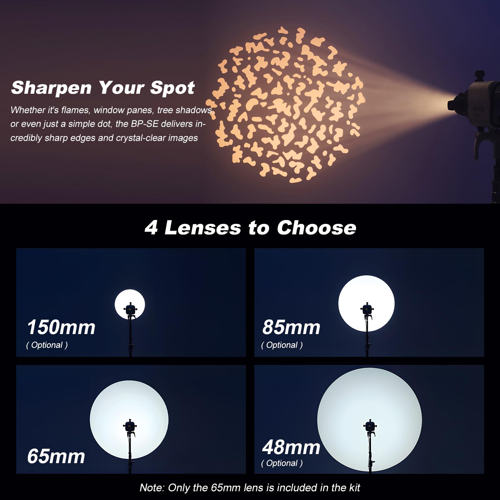 GODOX BP-SE - Projecteur LED Bowens Mount Snoot Spotlight GOBO (BP-SE65)