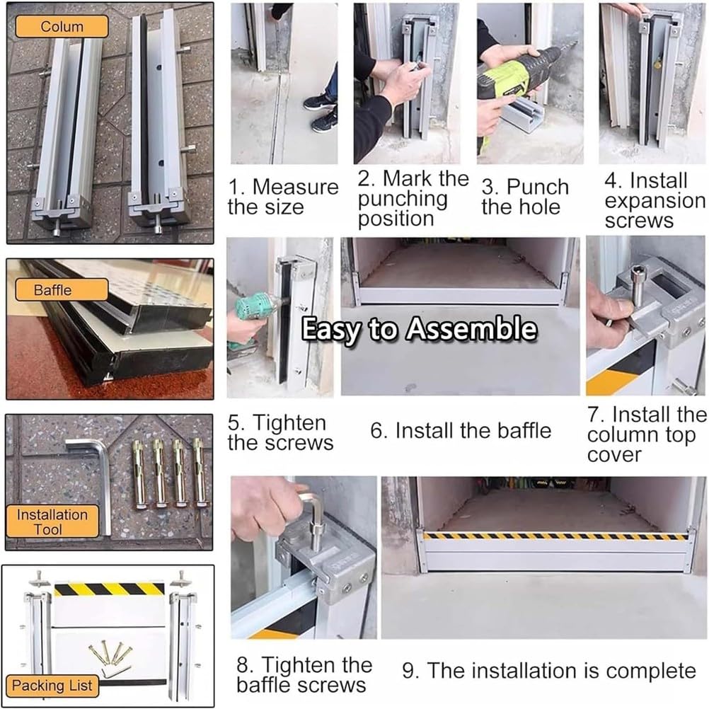 Générique Barrière de Protection Contre Les Inondations Barrière Contre Les Inondations pour la Maison Barrière Anti-Inondation Extérieure Robuste Matériau en Alliage d'aluminium