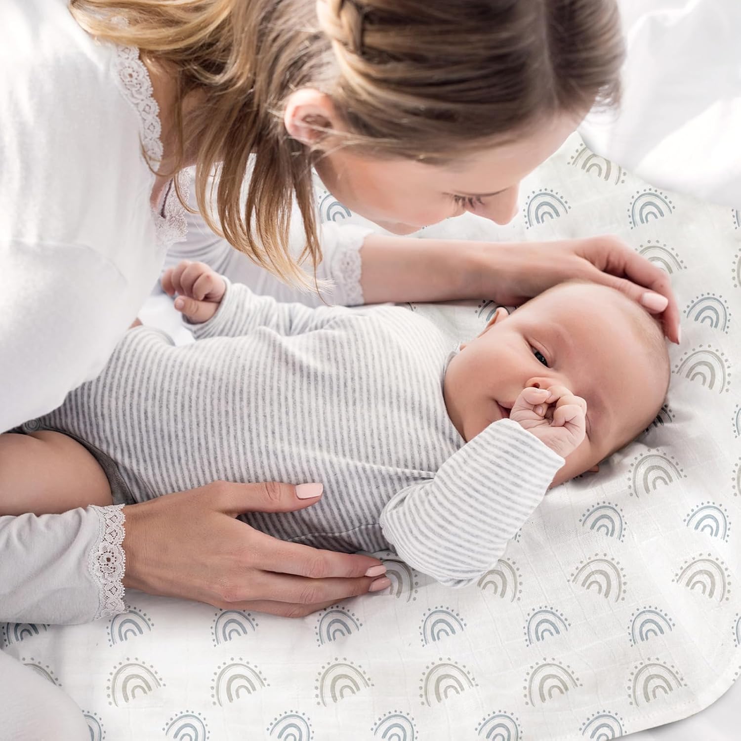 モスリンベビーバープクロス、L 27 x 27インチ バーピングクロス 新生児 女の子 男の子用 6枚パック ベビー げっぷぼれ タ