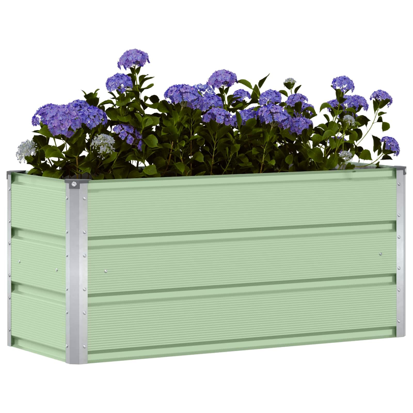 vidaXL Planter Green 100 x 40 x 45 cm Steel, Garden and Terrace Decor, Modern Planter, Durable Steel Plant Stand, Indoor, Outdoor Gardening, Residential Feature, Ornament