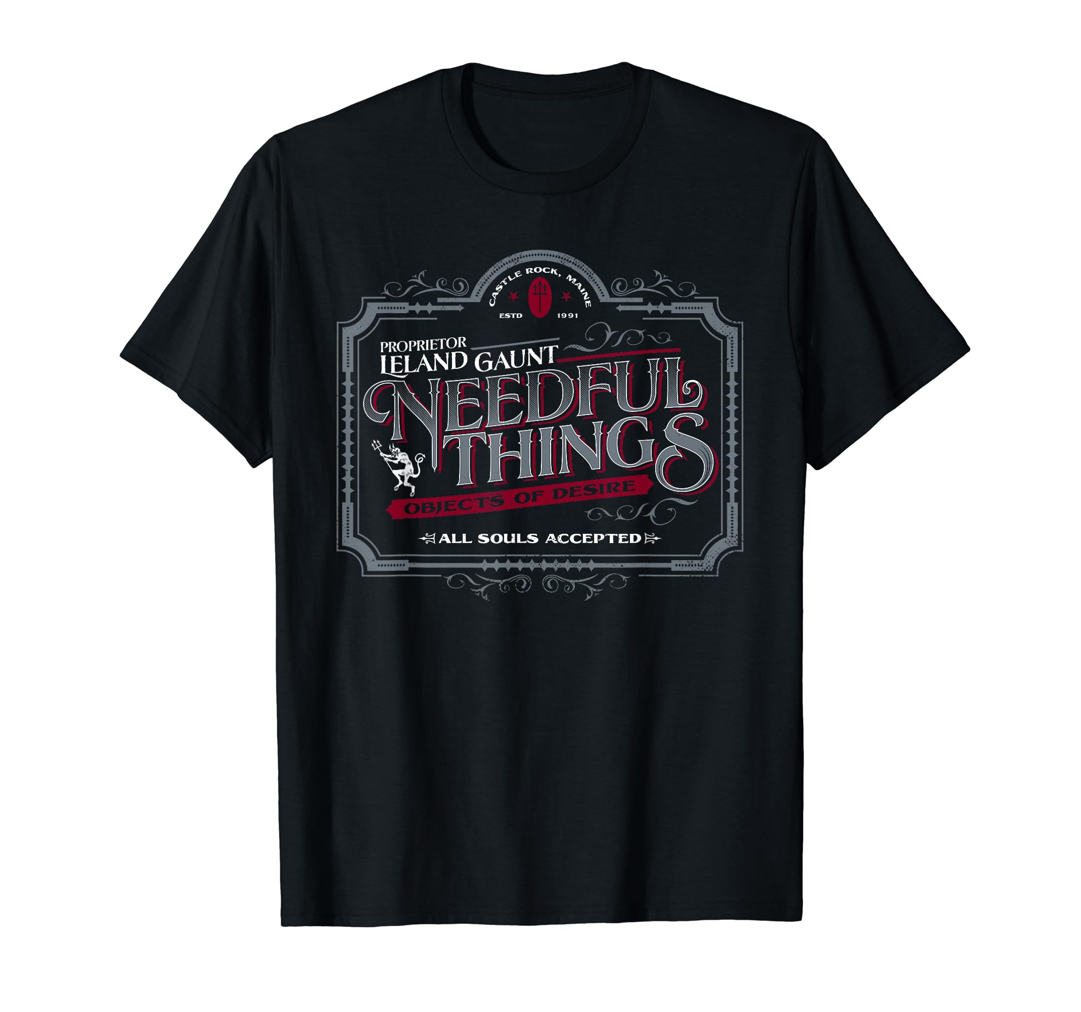 Needful Things Devil - Vintage Gothic Horror Graphic Logo T-Shirt
