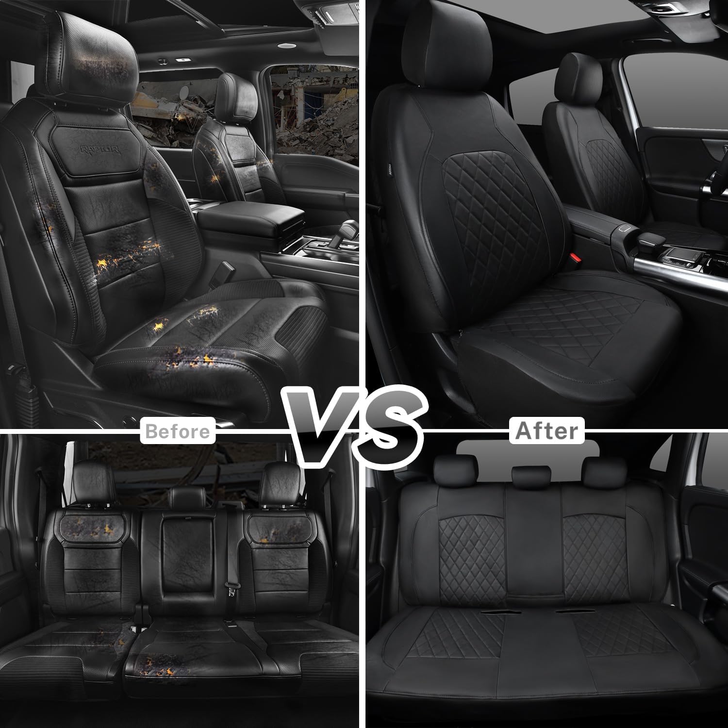 Protector de Asiento de Cuero PU para Lancia Phedra 2.0/Phedra 2.2 JTD，Fundas de Siento para Coche Lmpermeables Fundas Asientos