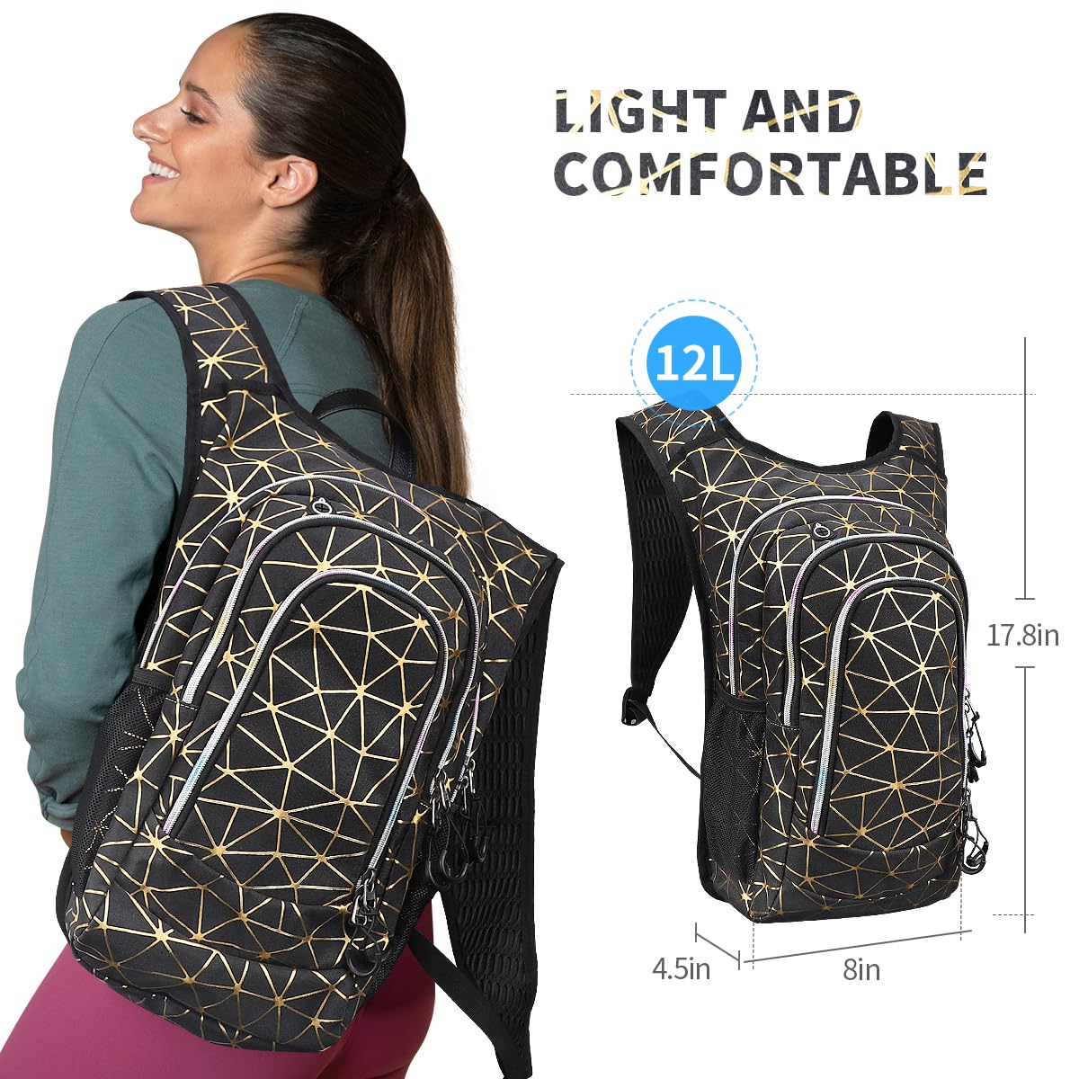 Sac à dos d'hydratation avec poche d'hydratation de 2 L, sac à dos d'eau essentielle de festival, sac à dos d'hydratation léger Hydropack Hydro pour la course, le vélo, les festivals de