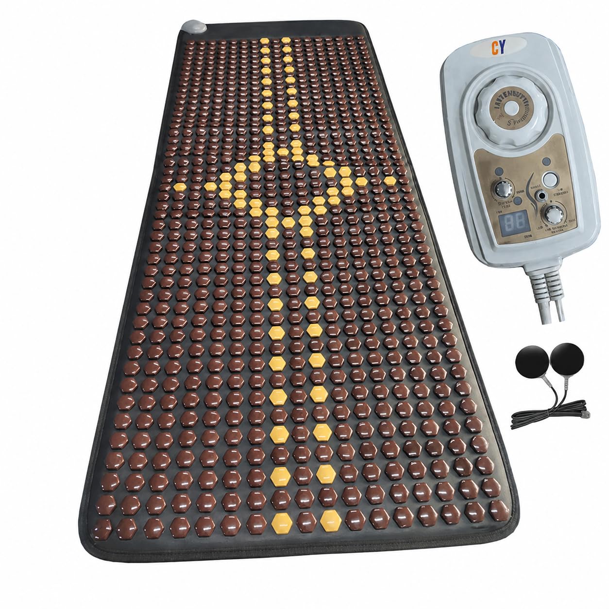 CY Healthcare Full Body Heating Mat 2x5 Feet with 799 Natural Therapy Stones | Far Infrared Heat Therapy Mat | Adjustable Temperature Controller | Electric Heating Pad for Back, Neck, Shoulder & Full Body Relaxation | Home & Spa | 5-Year Warranty