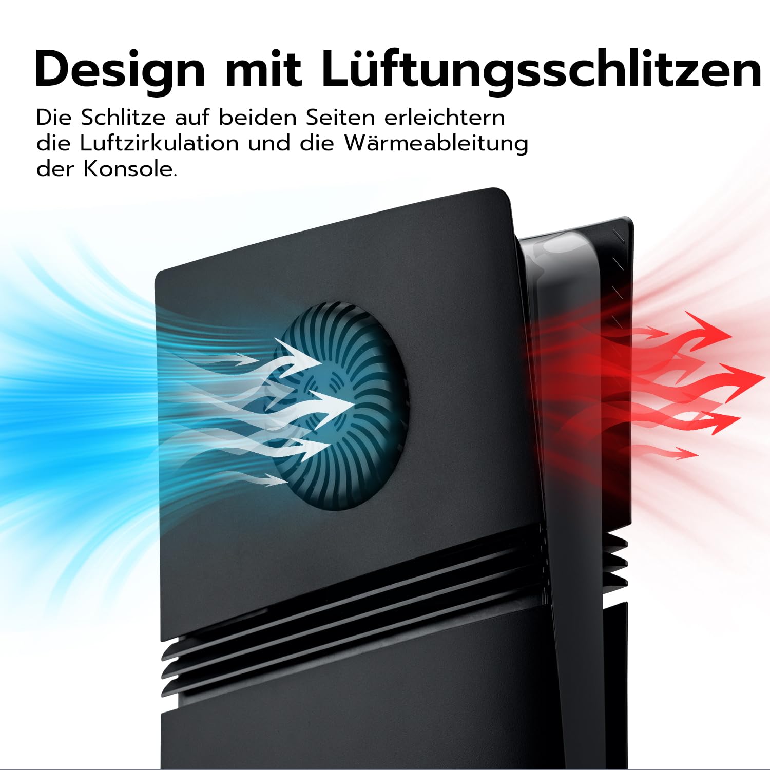 Mcbazel PS5 Pro Frontplatte, Gehäuseschutz Ersatz-Seitenteil Fassadenabdeckung mit Entlüftungsöffnung für Kühlluftschlitz für PlayStation 5 Pro Disc Konsole - Schwarz(Nicht für PS5)